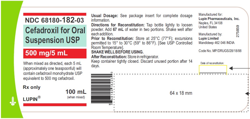 Cefadroxil for Oral Suspension USP, 500 mg/5 mL-100 mL Bottle Pack
