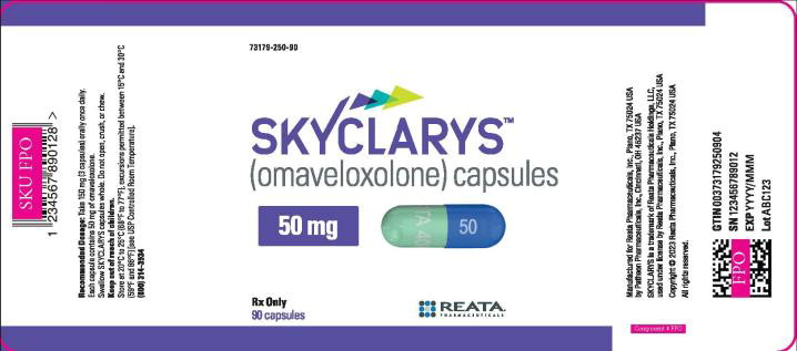 PRINCIPAL DISPLAY PANEL73179-250-90SKYCLARYS(omaveloxolone)50 mg capsulesRx only90 capsules
