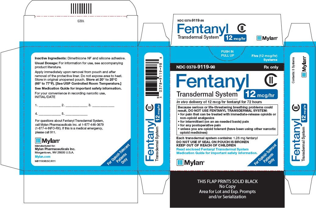 Twelve patches of transdermal fentanly (Durogesic D-trans ® 50µg/hr)