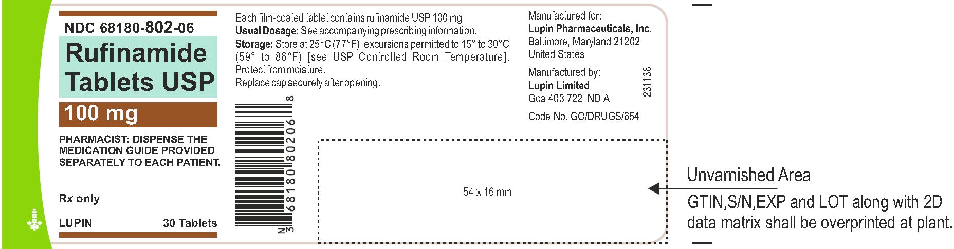 NDC 68180-802-06
Container Label of 30 Tablets