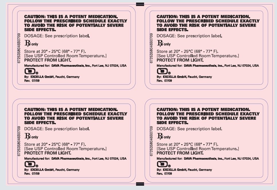 Rheumatrex (methotrexate tablets, USP) blister pack back label