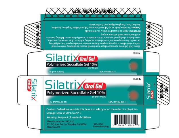 Silatrix Oral Gel
Polymerized Sucralfate Gel 10%
(1 gm/10 gm)
10 gram (0.35 oz)
NDC: 69420-8351-1
