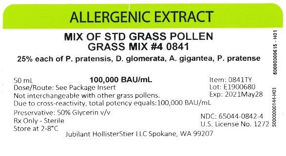 Grass Mix #4, 50 mL 100,000 BAU/mL Vial Label