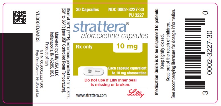 PACKAGE LABEL - STRATTERA 10 mg bottle of 30
