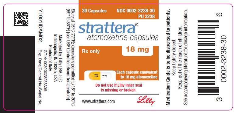 PACKAGE LABEL - STRATTERA 18 mg bottle of 30
