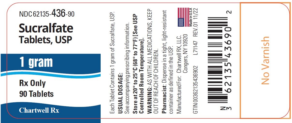 Sucralfate Tablet, USP 1 Gram - NDC-62135-436-90 - 90's-Bottle Label