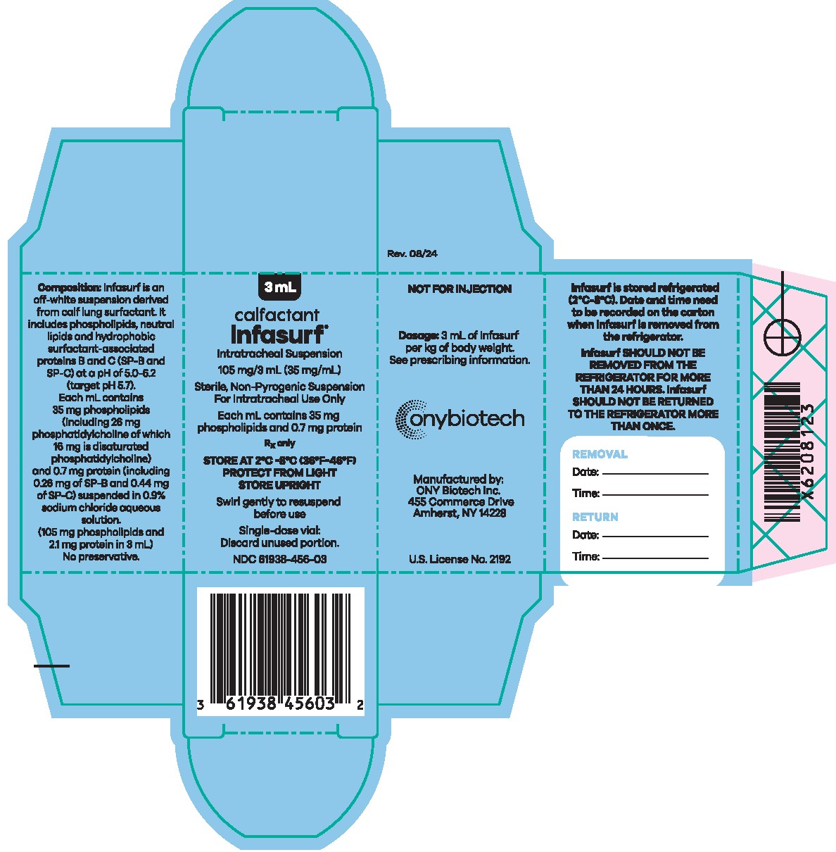 INFASURF (calfactant) Intratracheal Suspension 3 mL carton (NDC 61938-456-03)