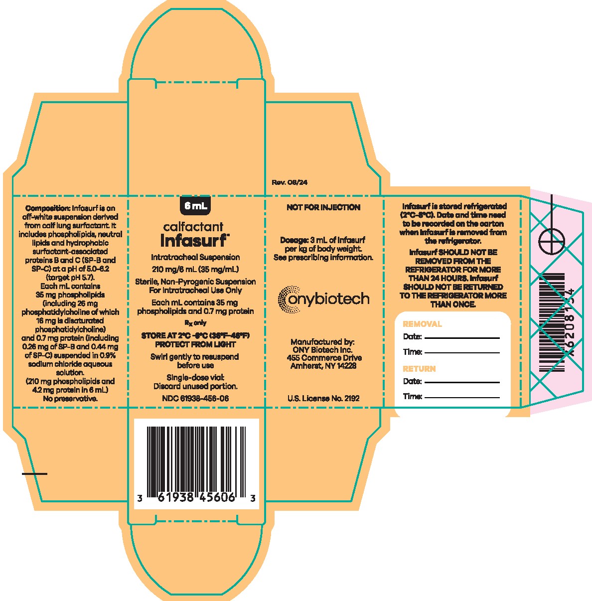 INFASURF (calfactant) Intratracheal Suspension 6 mL carton (NDC 61938-456-06)
