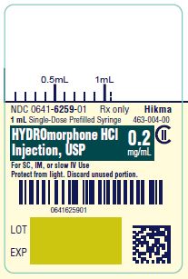 Hydromorphone PFS 0.2 mg Label