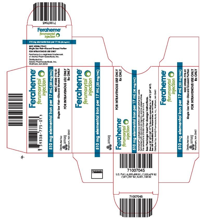 Package Label - Principal Display Panel – Carton for Single Use Vial, Feraheme Injection