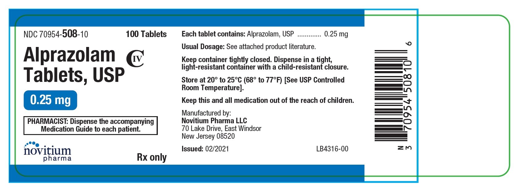 Alprazolam Package Insert