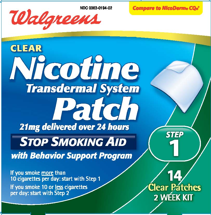 Walgreens Step 1 Clear Nicotine Patches 1-Week Kit, 7 ct - King Soopers