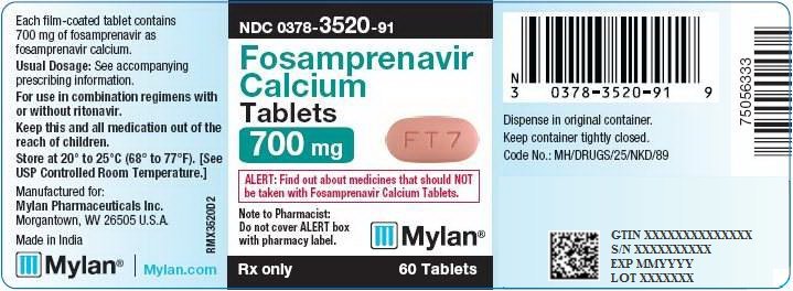 Fosamprenavir Calcium Tablets 700 mg Bottle Label