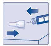 Figure J: Lead the needle tip into the outer cap.