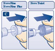 Diagram C: Pull off the outer needle cap.