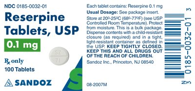 Reserpine 0.1 mg Label