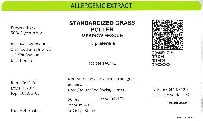 Standardized Grass Pollen, Meadow Fescue 50 mL, 100,000 BAU/mL Carton Label