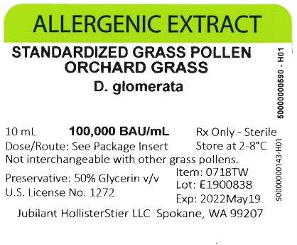 Standardized Grass Pollen, Orchard Grass 10 mL, 100,000 BAU/mL Vial Label