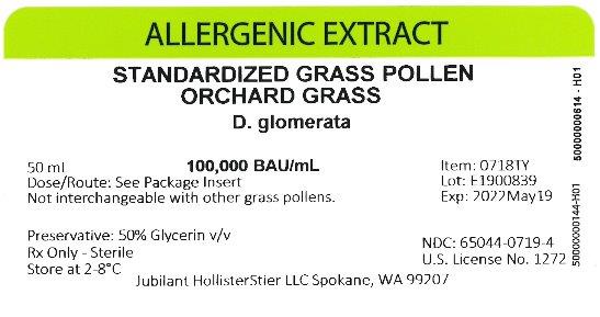 Standardized Grass Pollen, Orchard Grass 50 mL, 100,000 BAU/mL Vial Label