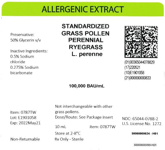 Standardized Grass Pollen, Perennial Ryegrass 10 mL, 100,000 BAU/mL Carton Label