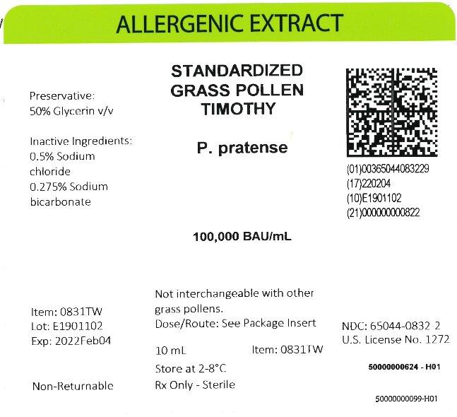 Standardized Grass Pollen, Timothy 10 mL, 100,000 BAU/mL Carton Label