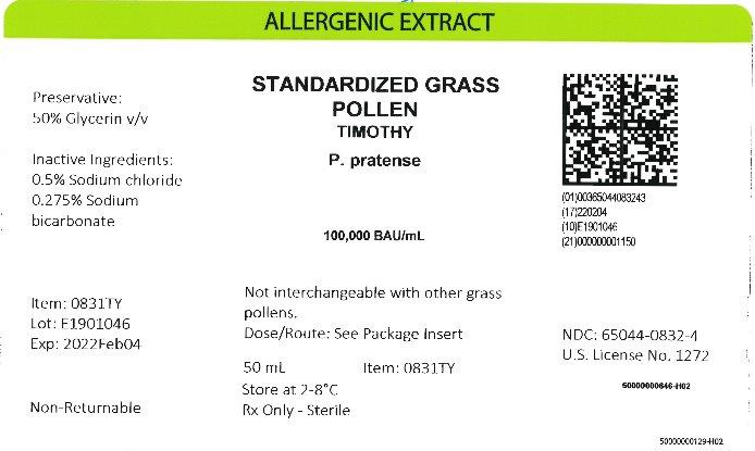 Standardized Grass Pollen, Timothy 50 mL, 100,000 BAU/mL Carton Label