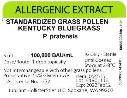 Standardized Grass Pollen, Kentucky Bluegrass 5 mL, 100,000 BAU/mL Vial Label