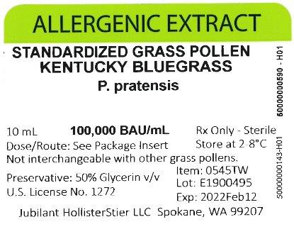 Standardized Grass Pollen, Kentucky Bluegrass 10 mL, 100,000 BAU/mL Vial Label