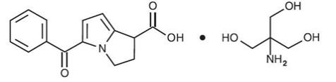 The chemical structure for ACUVAIL® (ketorolac tromethamine ophthalmic solution) 0.45% is a member of the pyrrolo-pyrrole group of nonsteroidal anti-inflammatory drugs (NSAIDs) for ophthalmic use. Its chemical name is (±)-5-Benzoyl-2,3-dihydro-1H-pyrrolizine-1-carboxylic acid, compound with 2-amino-2-(hydroxymethyl)-1,3-propanediol (1:1), and its molecular weight is 376.40. Its molecular formula is C19H24N2O6. 