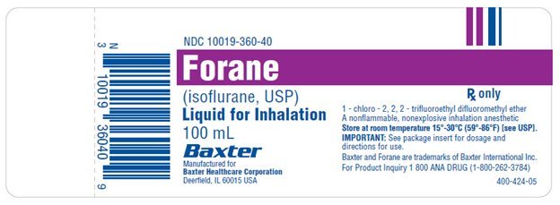 Forane Container Label, NDC 10019-360-40