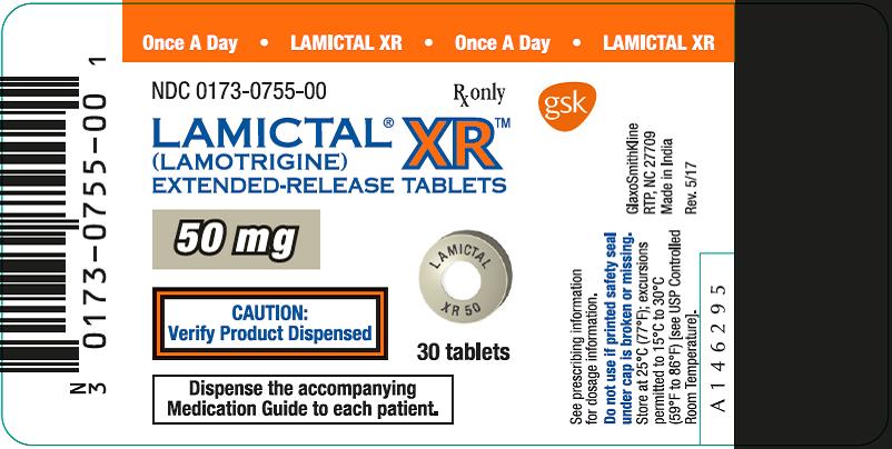 Lamictal XR 50mg 30 count label