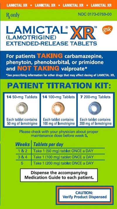 Lamictal XR Kit 14 count 50mg 14 count 100mg 7 count 200mg card