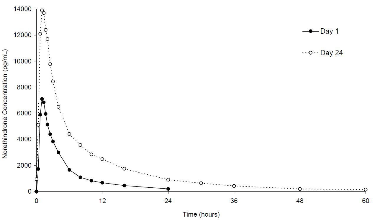 Figure 1. Mean Plasma Norethindrone Concentration