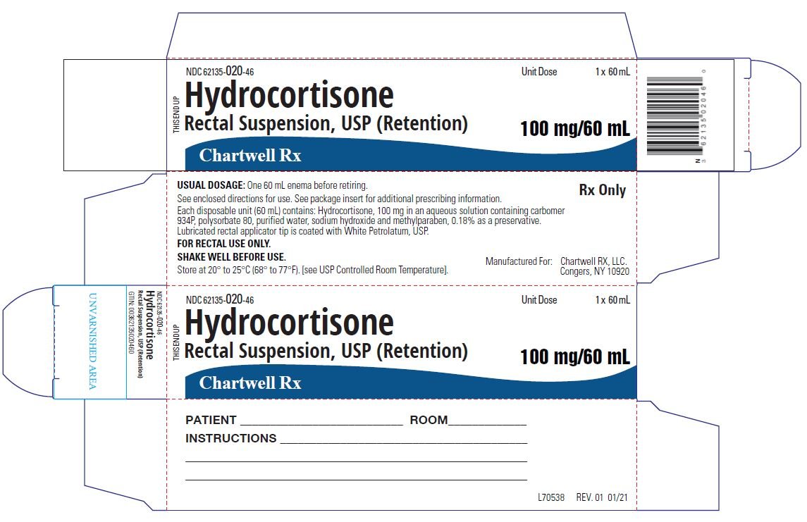 Hydrocortisone Rectal Suspension, USP 100 mg/60 ml - NDC 62135-020-46 - Carton