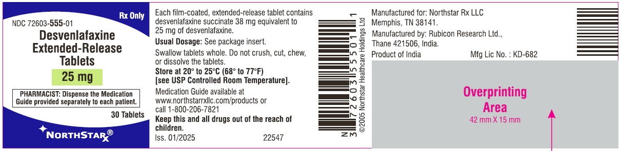 Desvenlafaxine Extended-Release Tablets 25 mg - NDC 72603-555-01 - 30s Tablets Label