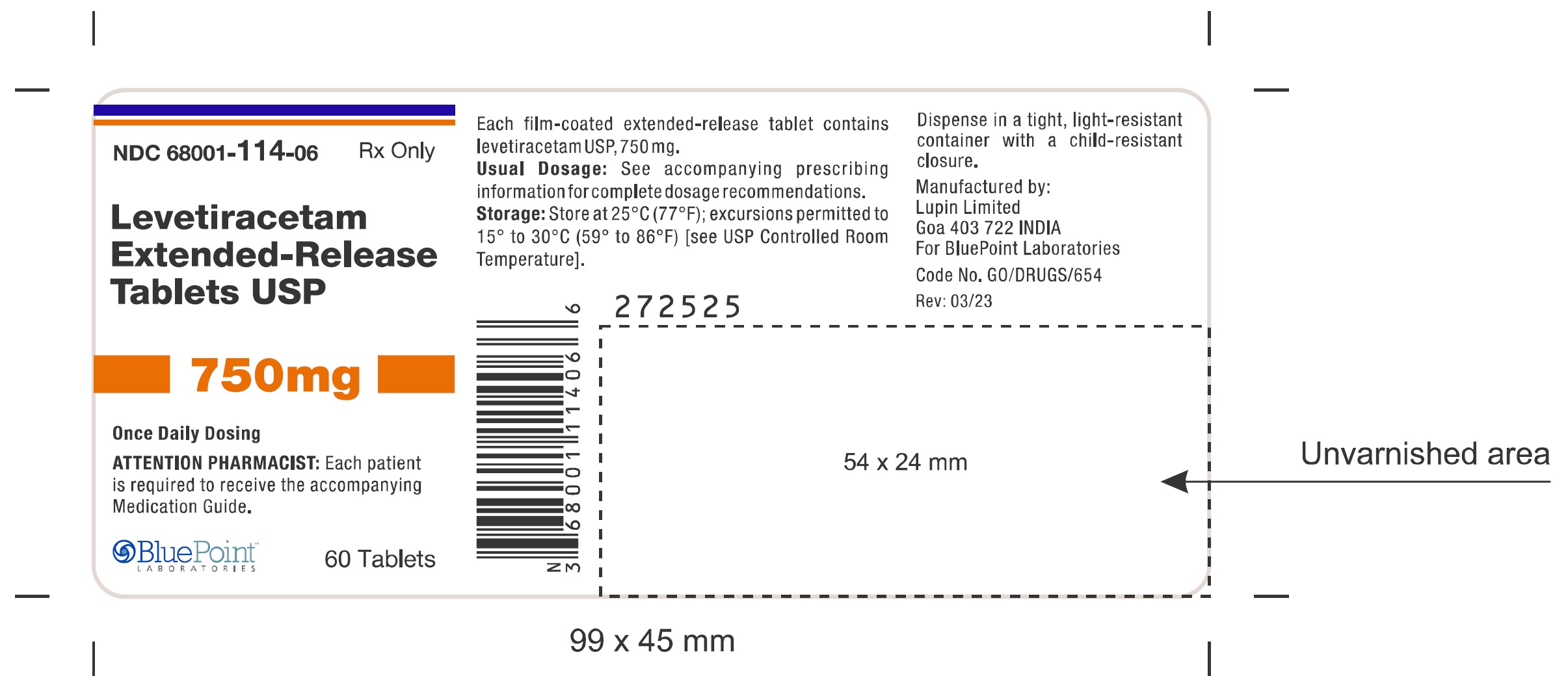 Levetiracetam ER Tablets 750 mg 60 tablets Rev 03-2023