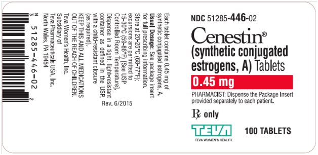 Cenestin® (synthetic conjugated estrogens, A) Tablets 0.45 mg, 100s Label