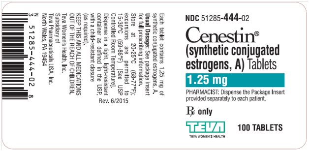 Cenestin® (synthetic conjugated estrogens, A) Tablets 1.25 mg, 100s Label