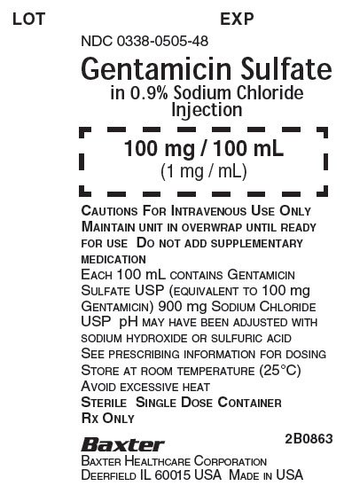 Gentamicin Representative Container Label  NDC 0338-0505-48