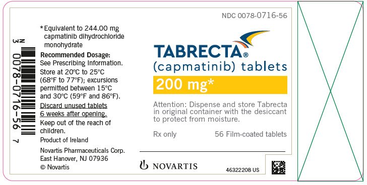 PRINCIPAL DISPLAY PANEL
								NDC 0078-0716-56
								TABRECTA®
								(capmatinib) tablets
								200 mg*
								Attention: Dispense and store Tabrecta
								in original container with the desiccant
								to protect from moisture.
								Rx only
								56 Film-coated tablets
								NOVARTIS
