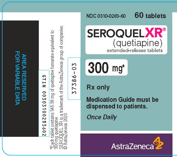Seroquel XR 300 mg 60 tablets bottle label