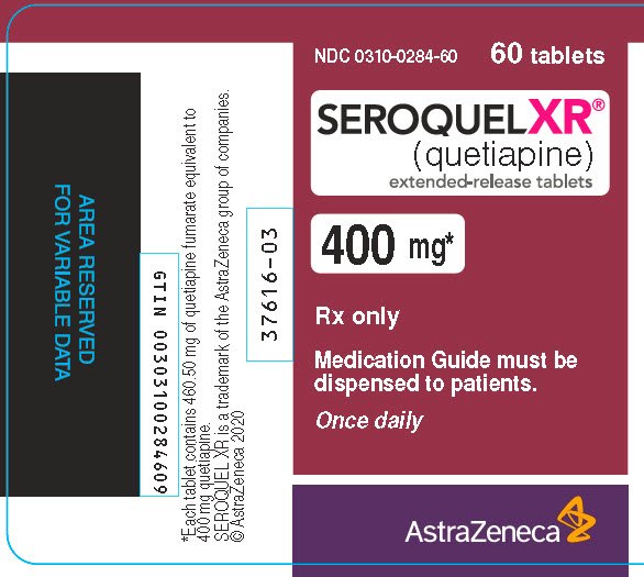 Seroquel XR 400 mg 60 tablets bottle label