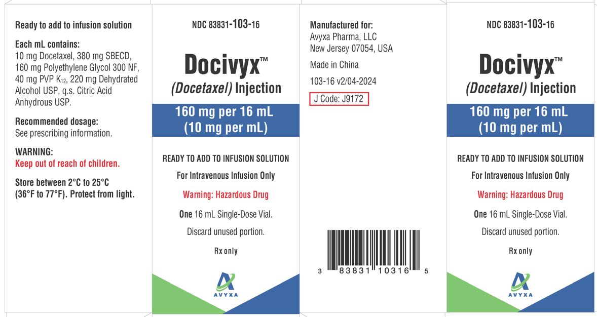 DOCIVYX (docetaxel) Injection, 160 mg/16 mL -Carton Label
