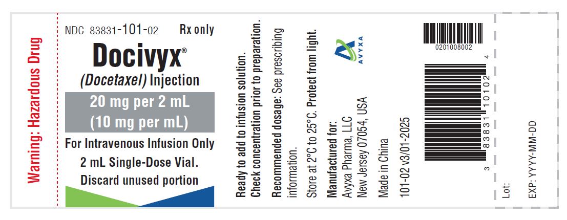 DOCIVYX (docetaxel) Injection, 20 mg/2 mL -Vial Label