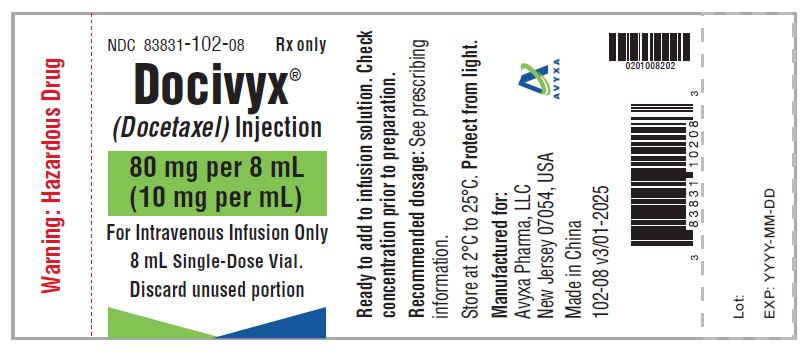 DOCIVYX (docetaxel) Injection, 80 mg/8 mL -Vial Label