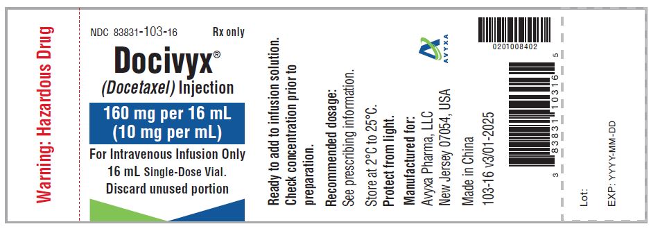 DOCIVYX (docetaxel) Injection, 160 mg/16 mL -Vial Label