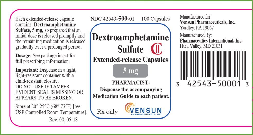 Principal Display Panel - Dextroamphetamine Sulfate 5 mg Bottle Label
