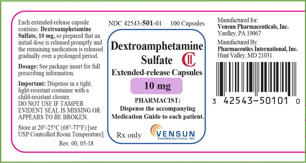 Principal Display Panel - Dextroamphetamine Sulfate 10 mg Bottle Label
