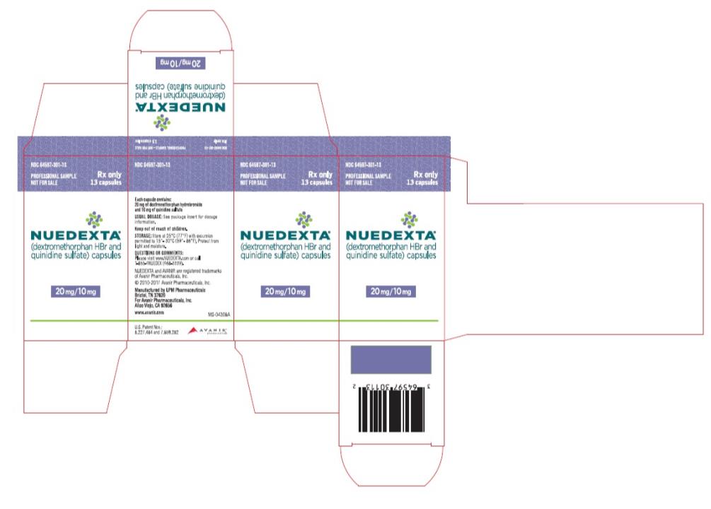 PRINCIPAL DISPLAY PANEL NDC 64597-301-60 NUEDEXTA (dextromethorphan HBr and quinidine sulfate) capsules 20 mg/ 10 mg 60 capsules Rx Only