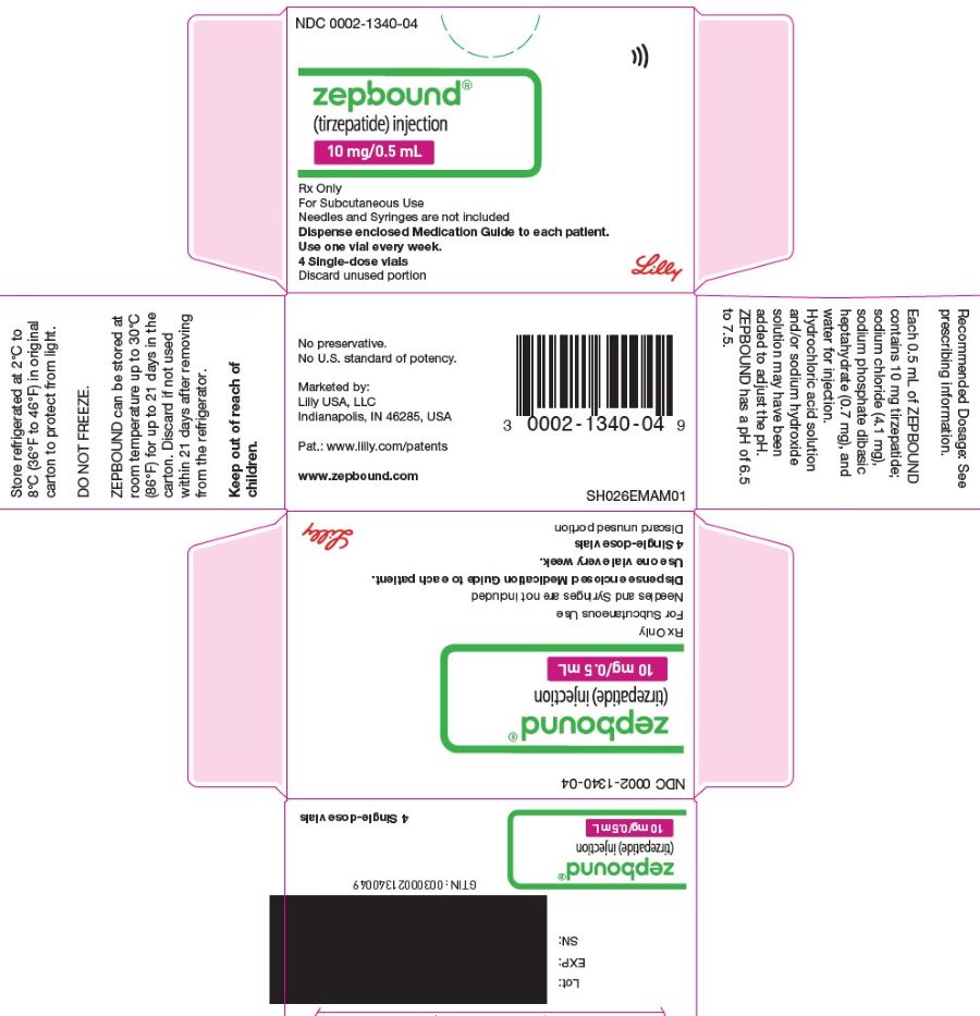 PACKAGE LABEL - Zepbound, 10 mg/0.5 mL, 4 count Single-dose Vials
